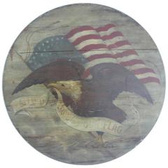 Antique Patriotic 19th Century American Eagle and Flag Pine Wall Plaque