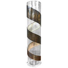 Lino Sabattini Tall Silverplate-Wrapped Crystal Vase