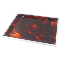 Serving Tray Tortoise Lucite and Chrome for Christian Dior Home Collection 12