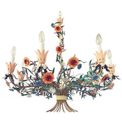 Extra Large European Tole Chandelier, 1950s, Italia