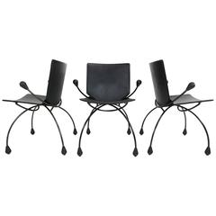 Retro Funky Black Leather Chairs,  by Pierre Mazairac & Karel Boonzaaijer 