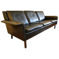 Arne Vodder Black Leather Sofa