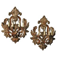Florentine Pair of Silver Giltwood Wall Lights 6