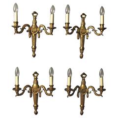 French Set of four Bronze Antique Wall Lights