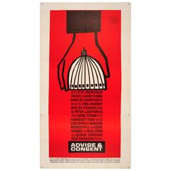 Grande affiche originale de film de fiction politique par Saul Bass pour Advise & Consent