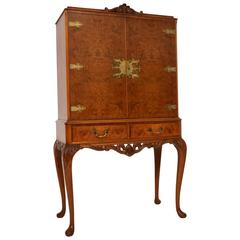 Antique Burr Walnut Cocktail Drinks Cabinet