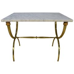 Mid-Century Gio Ponti Style Brass and Marble Console Table, Italy