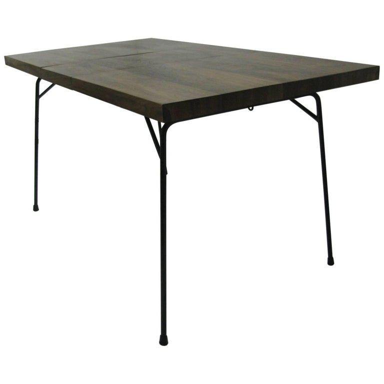 MidCentury Modern Black Walnut and Iron Dining Table by Clifford