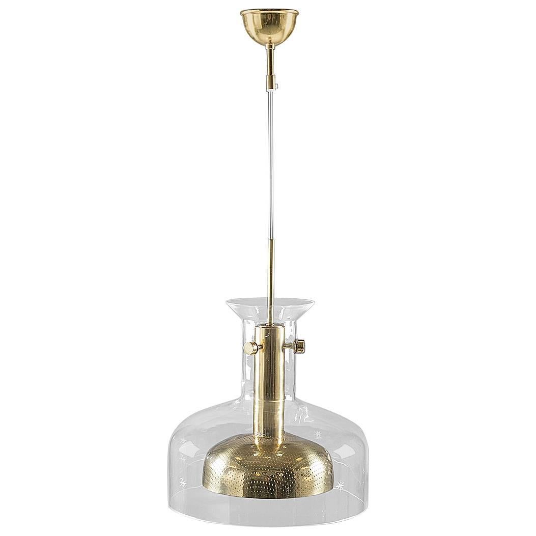 Scandinavian Pendant in Glass and Brass by Anders Pehrson for Ateljé Lyktan