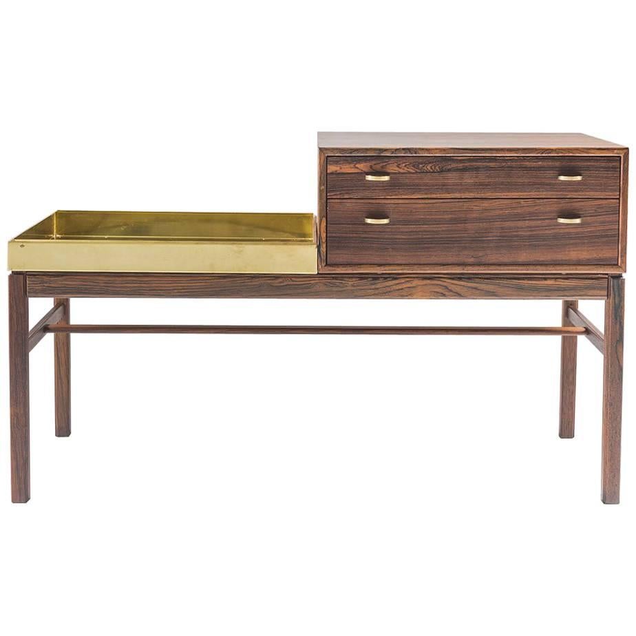 Scandinavian Flower Table "Casino" in Rosewood and Brass by Engström & Myrstrand