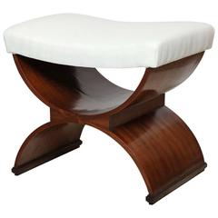 Lee Calicchio Ltd. Mahogany Curule Shaped Bench
