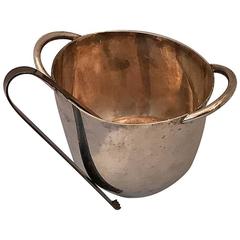 Silver Plated Ice Bucket with Tongs 1960s Italian