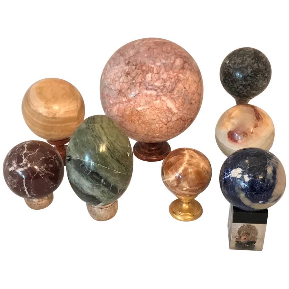 Set of Eight Organic Marble Balls, Italian, circa 1950s