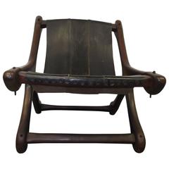 Don Shoemaker Mexican Rosewood Leather Sling Lounge Chair