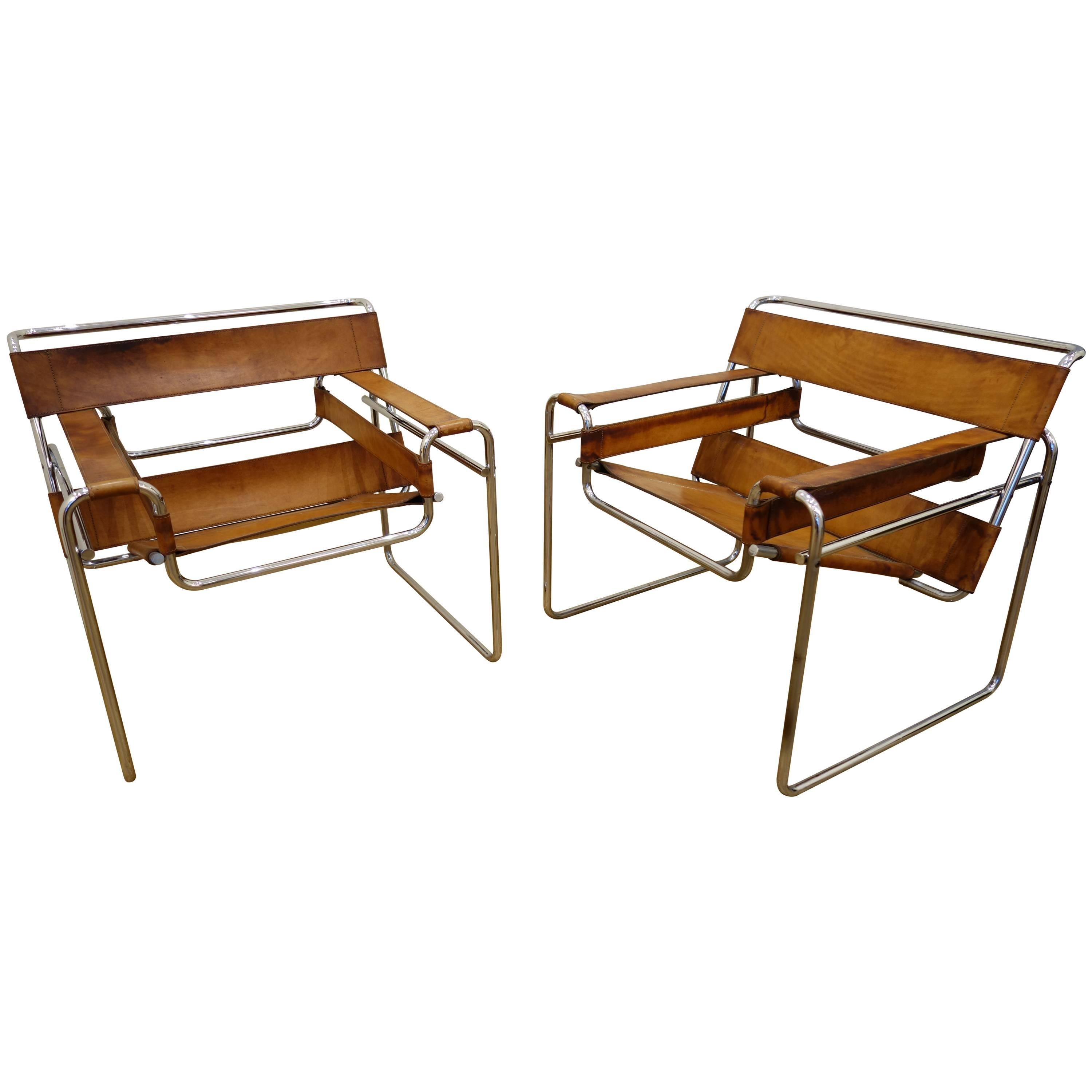 Pair of Marcel Breuer Wassily Chair by Gavina, Fantastic Patina, 1962-1965