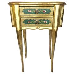 Antique Florentine Italian Painted Table or Chest with Drawers for Bedside or Vanity