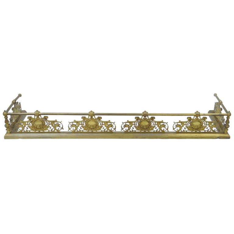 Antique French Louis Xv Style Victorian Brass Rose Bird Fireplace