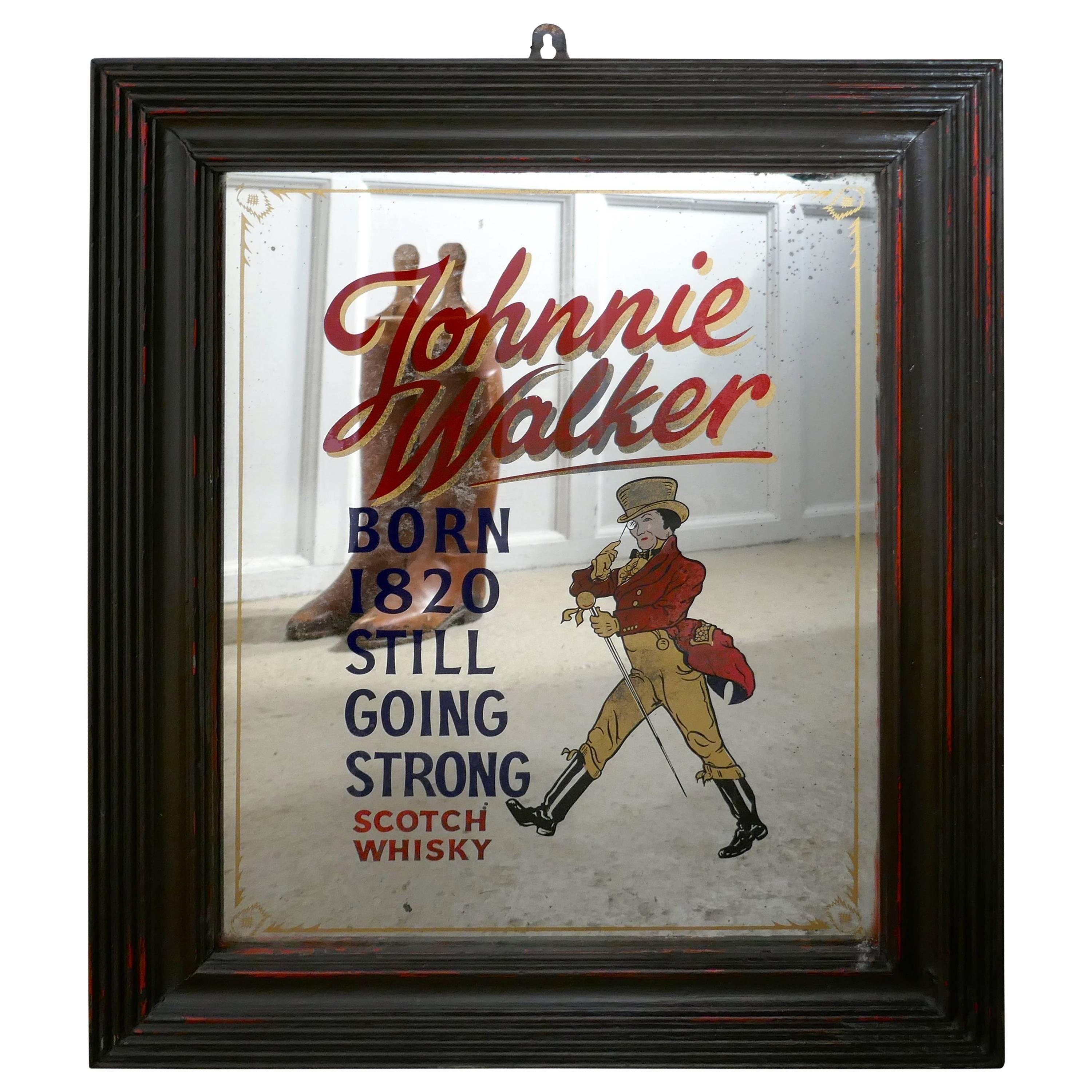 Rare Jonnie Walker Whiskey Advertising Mirror, Pub Mirror
