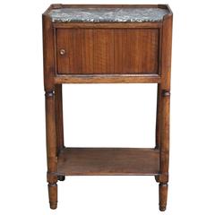 19th Century French Restauration Period Walnut Side Table Saint Anne Marble-Top