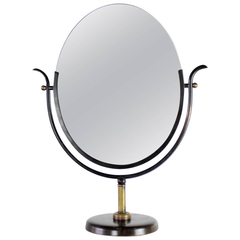 Large Charles Hollis Jones Vanity Mirror in Bronze and Brass, 1970s For