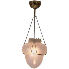 Frosted Glass and Brass Pendant, Sweden, 1940s 2