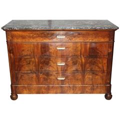 Fine French Louis Philippe Flame Mahogany Bookmatched Commode/Dresser/Chest