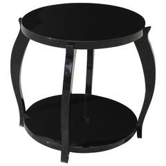 Fine French Art Deco Black Lacquer Two-Tier Accent or Side Table, circa 1930s 5