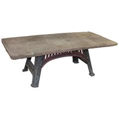 Antique English Stone and Iron Table