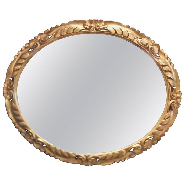 Large Oval HandCarved Giltwood Mirror For Sale at 1stDibs