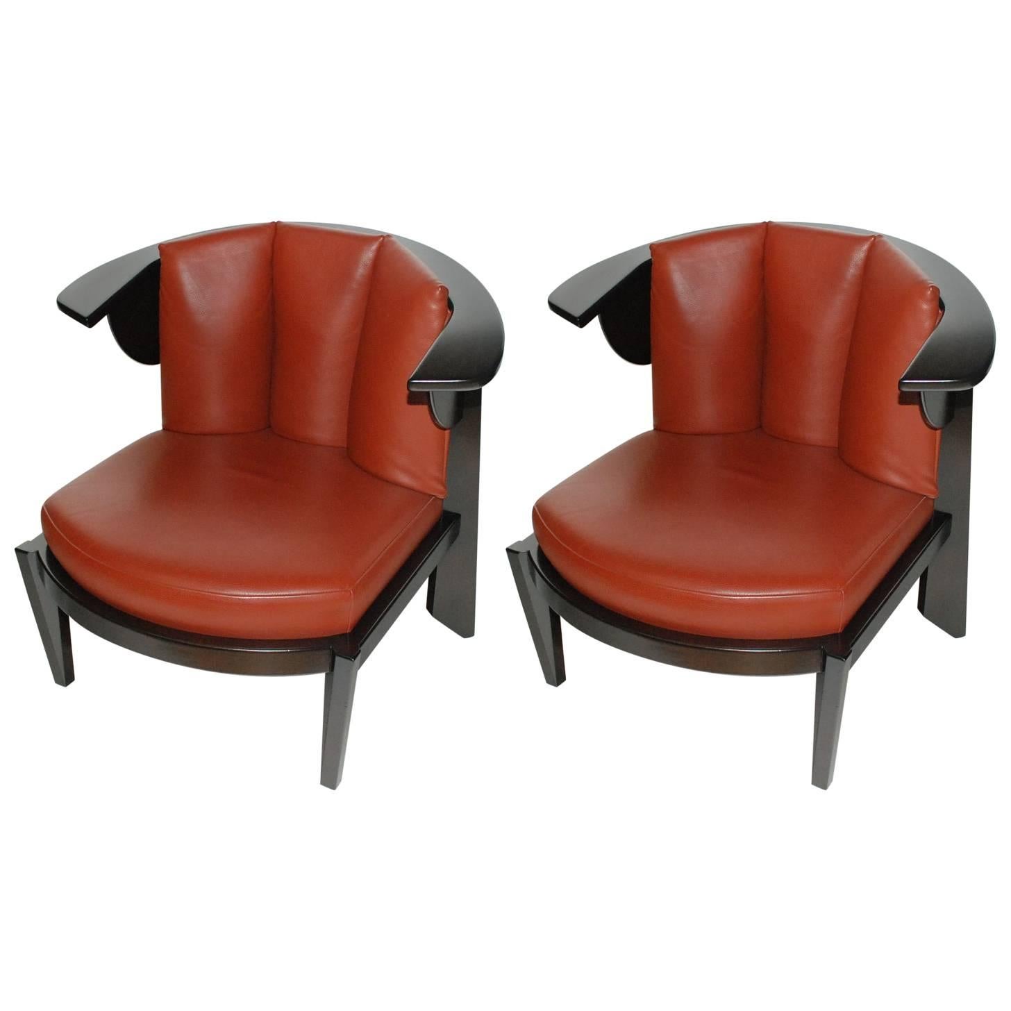 Pair of Frank Lloyd  Wright Slipper Chairs for Casina, circa 1989