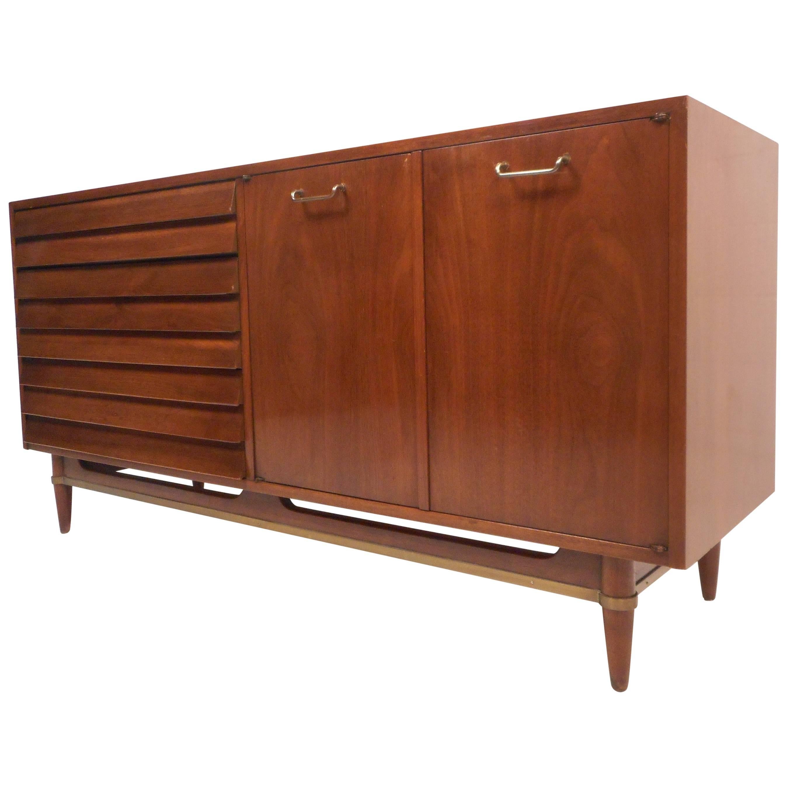 Vintage Walnut Credenza by American of Martinsville