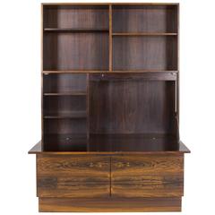 Mid-Century Modern Danish Rosewood Drop Front Secretary, Bookcase Ib Kofod