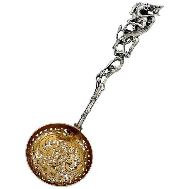 Ernie Masterpiece French Sterling Silver 18karat Gold Sugar Sifter