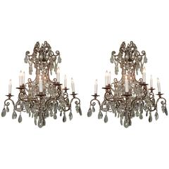 Early 19th Century Italian Gilt Tole and Polished Crystal Pendant Chandeliers 9