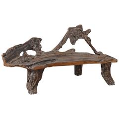 Single Burnt Organic Teak Wood Bench 7
