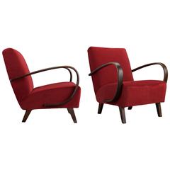 Jindrich Halabala Velvet and Bentwood Modern Armchair, circa 1930 2