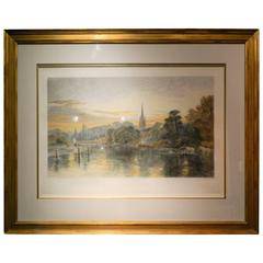 Original Etching by a. Brunet Debaines, "Great Marlow", circa 1886