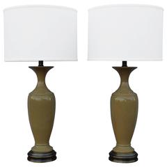 1960s Crackled Ceramic Table Lamps 2