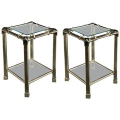 Brass and Beveled Glass Side Table, circa 1970