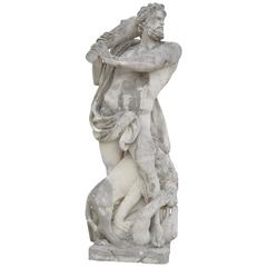 Late 19th Century Hand-Carved Limestone Statue Hercules "The Kill"