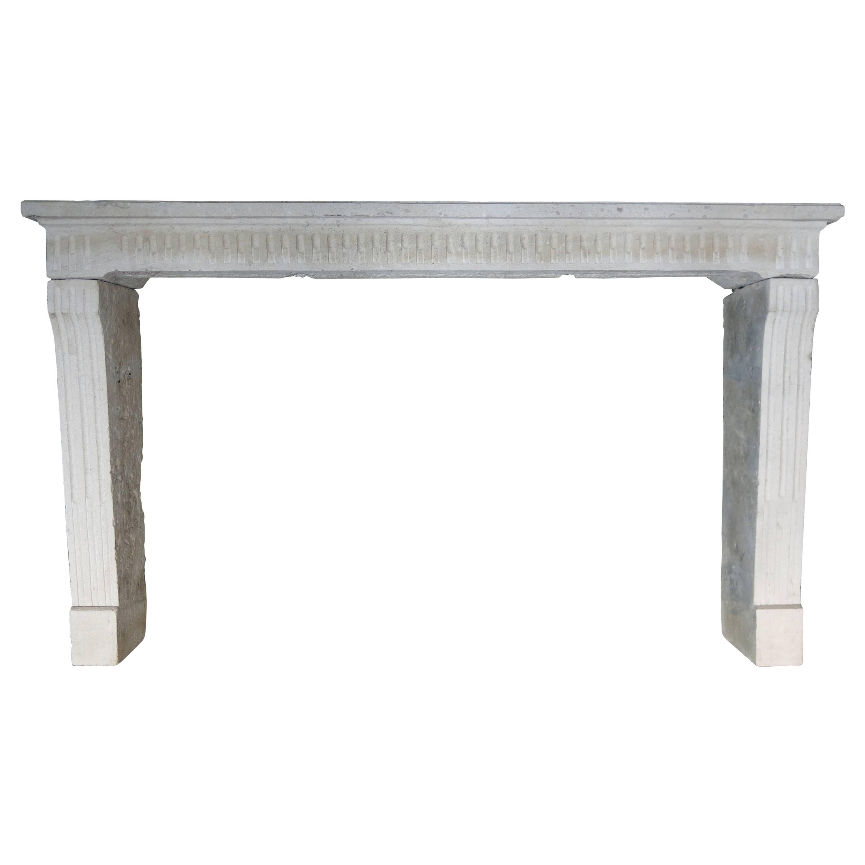 French Antique Louis XVI Style "Piano" Fireplace Limestone, 19th C, France For Sale