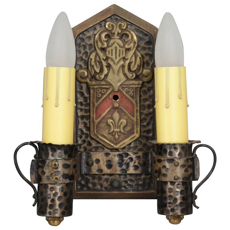 Gothic Style 1920s Outdoor Lantern At 1stdibs 1920s Hammered Sconce With Crest