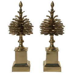 Retro Pair of Brass "Pommes de Pin" Pinecones Style of Maison Charles