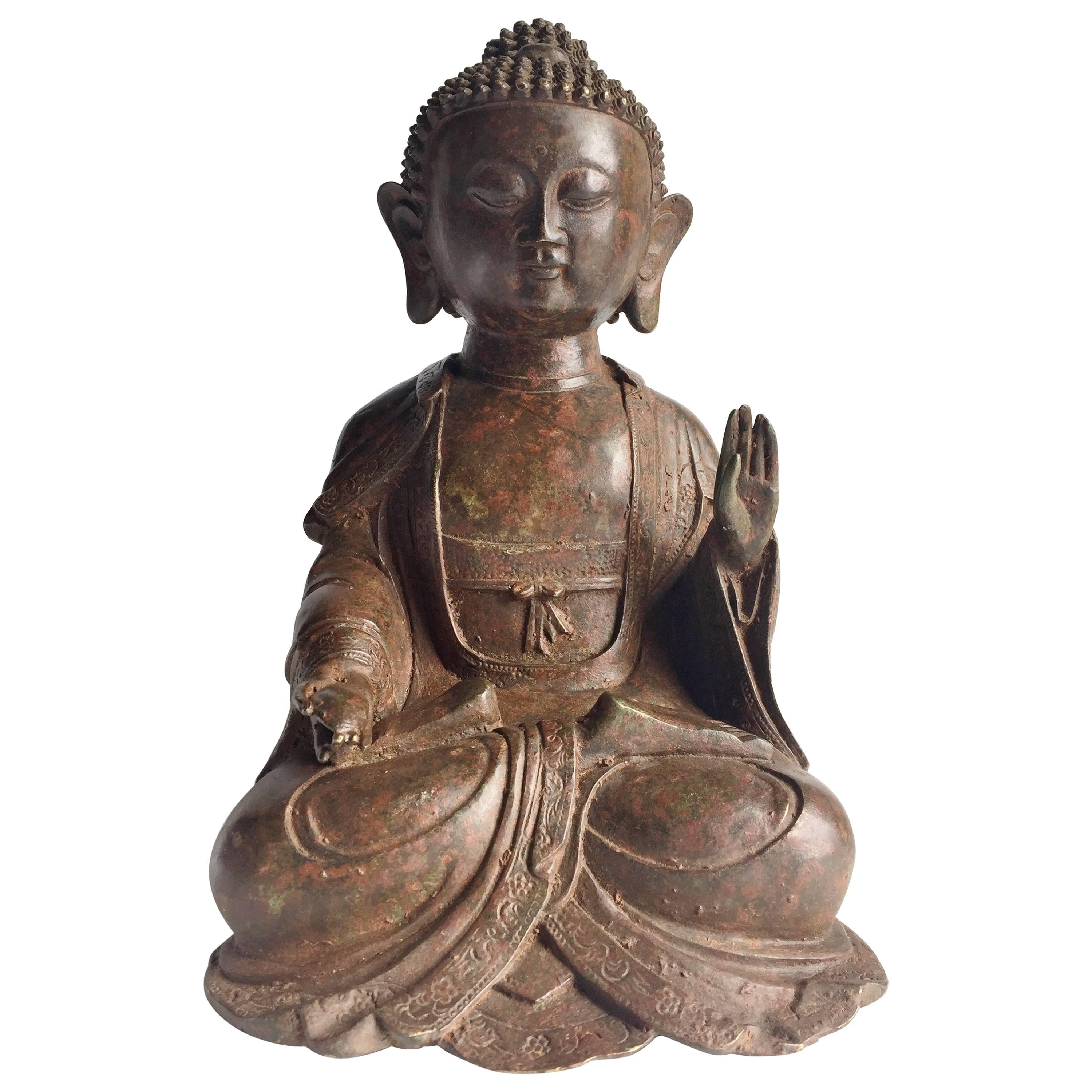 Antique Iron Buddha For Sale