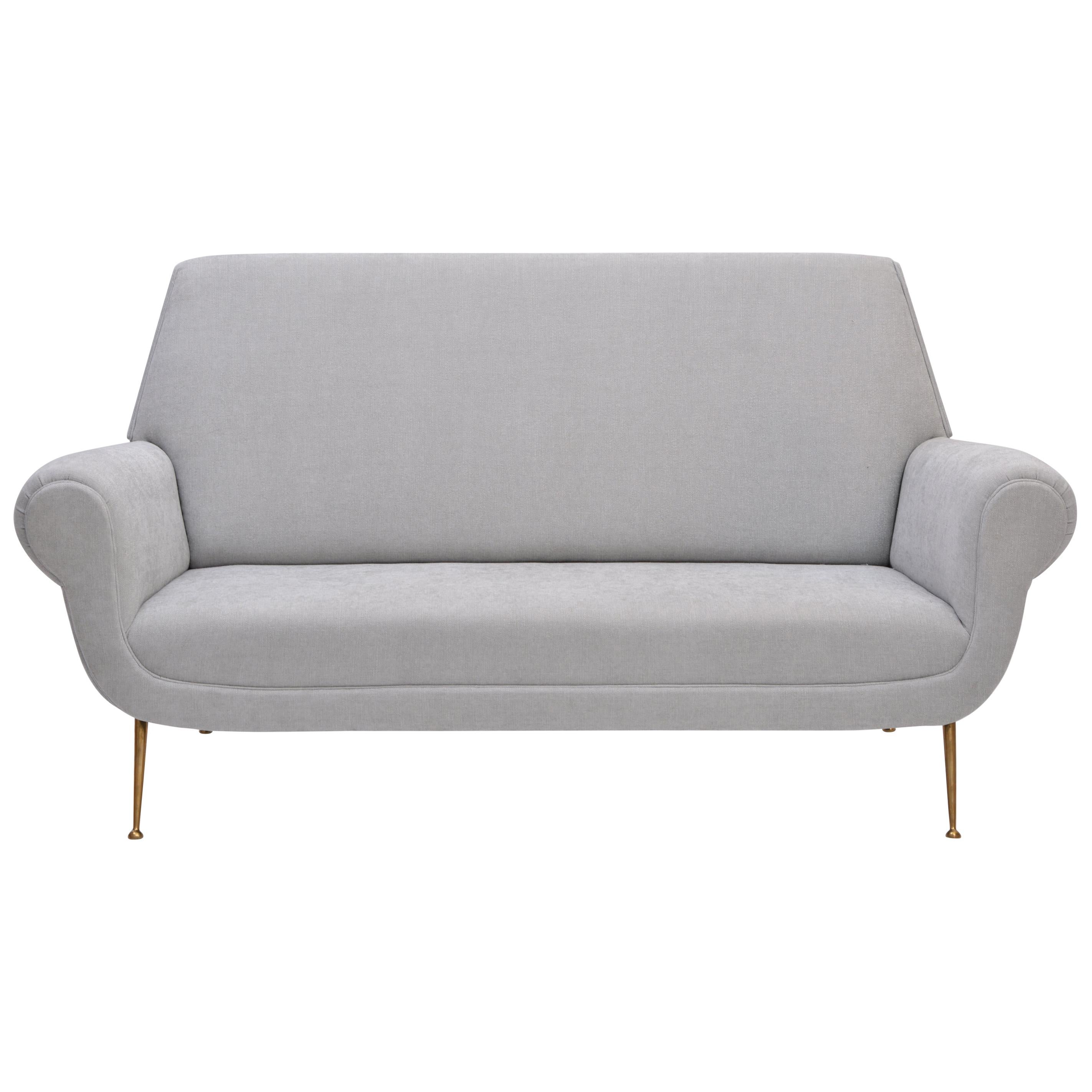 Reupholstered Grey Sofa by Gigi Radice for Minotti, 1950s