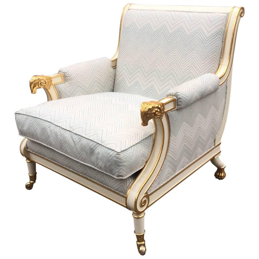 Maison Romeo, Large Neoclassical Bergère Chair, circa 1980 For Sale