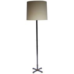 1960s French Steel and Bronze Floor Lamp by Maison Jansen