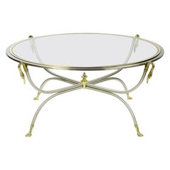 Swan Motif Italian Nickel and Brass Coffee Table