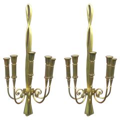 Pair of Large Bronze Sconces Attributed to Riccardo Scarpa, circa 1960 11