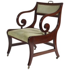 Large English Regency Klismos Form Library Armchair, circa 1815